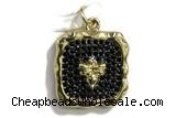 Pend33 15*20mm copper square oval pendant pave zirconia gold plated