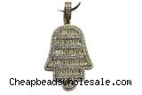 Pend46 18mm copper pendant pave zirconia gold plated