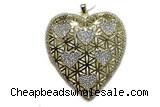 Pend53 45mm copper heart pendant pave zirconia gold plated