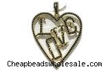 Pend58 35*40mm copper heart pendant gold plated