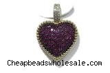 Pend71 19mm copper heart pendant pave zirconia gold plated