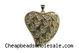 Pend75 30mm copper heart pendant pave zirconia gold plated