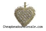 Pend76 37mm copper heart pendant pave zirconia gold plated