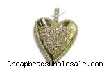 Pend78 37mm copper heart pendant pave zirconia gold plated