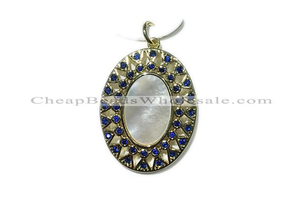 Pend93 23*30mm copper pendant pave shell zirconia gold plated