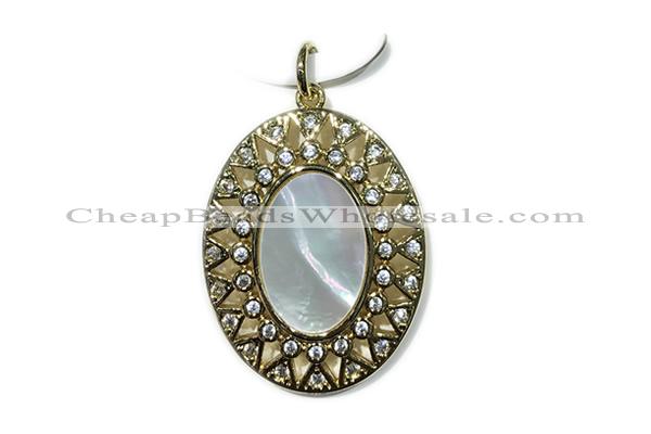 Pend94 23*30mm copper oval pendant pave shell zirconia gold plated