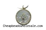 Pend97 23mm copper circle pendant pave zirconia gold plated