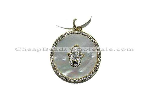 Pend97 23mm copper circle pendant pave zirconia gold plated