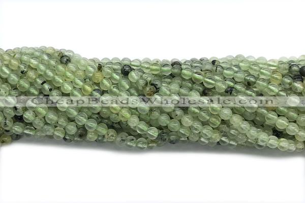 QUAR05 15 inches 4mm round green rutilated quartz gemstone beads