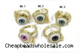 RING04 15*20mm copper evil eye rings gold plated