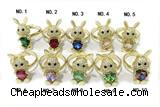 RING10 12*26mm copper rabbit rings mountain gold plated