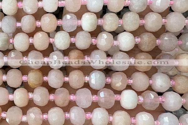 ROND211 15 inches 6*8mm faceted rondelle pink aventurine jade beads