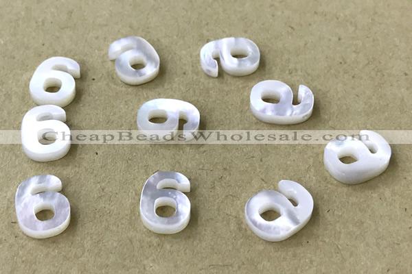 Shel07 8*10mm Natural White Shell Number Pendant