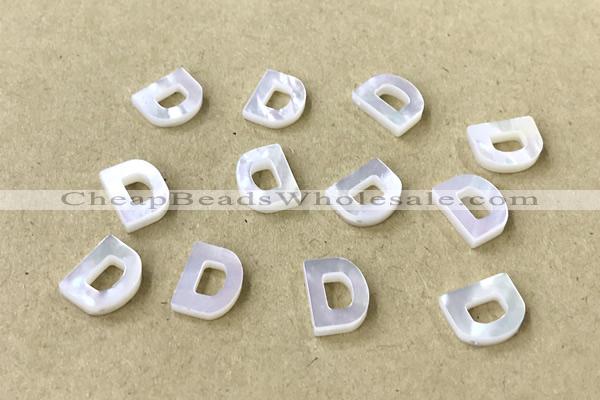 Shel18 8*10mm Natural White Shell Alphabet Letter Pendant