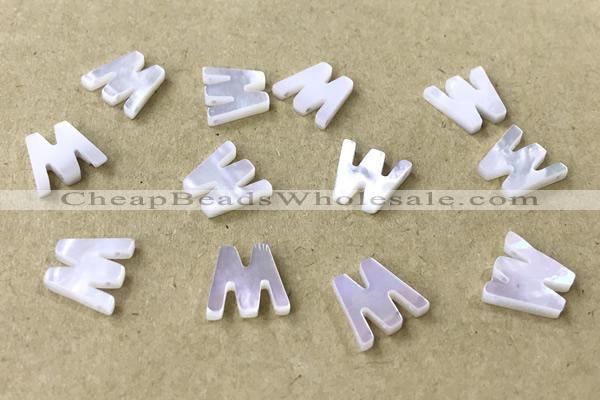 Shel37 10*10mm Natural White Shell Alphabet Letter Pendant