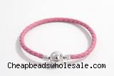 Silv01 18cm leather cord bracelet & 9mm 925 sterling silver