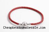 Silv02 18cm leather cord bracelet & 9mm 925 sterling silver