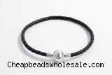 Silv03 18cm leather cord bracelet & 9mm 925 sterling silver