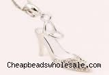 Silv136 21*28mm 925 Sterling Silver Shoes Pendant Enamel Plated