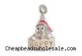 Silv154 14*25.5mm 925 Sterling Silver Santa Claus Pendant Enamel Plated