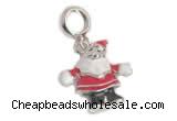 Silv155 13*21.5mm 925 Sterling Silver Santa Claus Pendant Enamel Plated