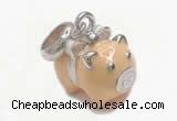 Silv162 12.5*18.5mm 925 Sterling Silver Pig Pendant Enamel Plated