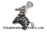 Silv166 8.5*22mm 925 Sterling Silver Zebra Pendant Enamel Plated