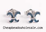 Silv200 7.2*8.1mm 925 Sterling Silver Stud Earrings Enamel Plated