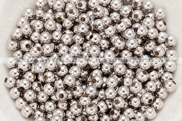 Silv22 2mm, 2.5mm, 3mm, 4mm 925 Sterling Silver Beads Rhodium Plated