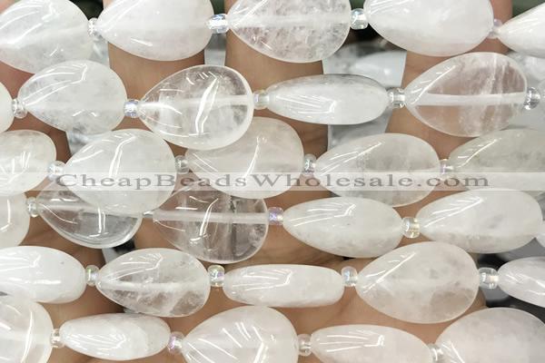 TEAR02 15 inches 13*18mm flat teardrop white jade beads