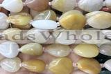 TEAR09 15 inches 13*18mm flat teardrop yellow jade beads