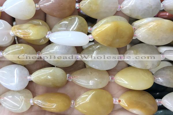 TEAR09 15 inches 13*18mm flat teardrop yellow jade beads