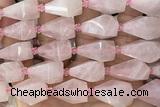 TEAR42 15 inches 10*20mm - 13*23mm faceted freeform teardrop rose quartz beads