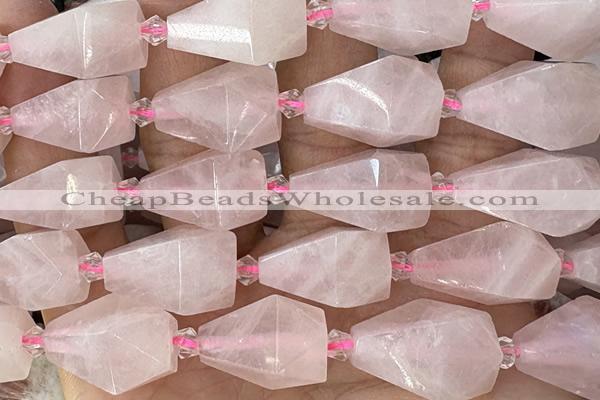 TEAR42 15 inches 10*20mm - 13*23mm faceted freeform teardrop rose quartz beads