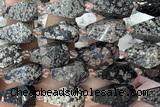 TEAR48 15 inches 10*20mm - 13*23mm faceted freeform teardrop red snowflake obsidian beads