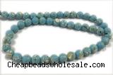 TURQ12 15 inches 6mm round synthetic turquoise with shelled beads